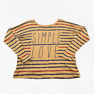 Truly Madly Deeply Yellow Oversized Graphic Long Sleeve Top Simple Love Size XS